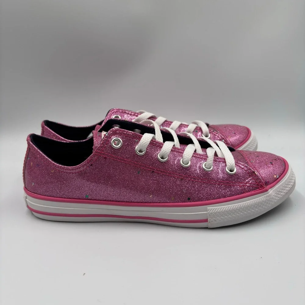 Converse Size 6 All Star Pink Glitter Star Confetti Junior Shoes 665108C